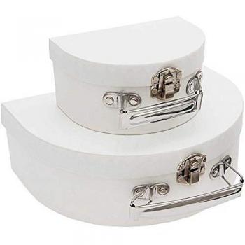 Valise ronde partielle RICO DESIGN Papier mâché Blanc 20 cm x 15 cm x 7 cm