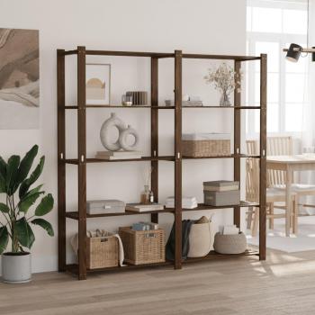 Scaffale 5 Livelli in Legno di Pino Marrone 170x38x170 cm