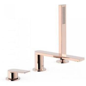 Mitigeur bain avec douchette étagère or rose
