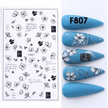 Black and White Floral 3D Nail Accessories F807-811
