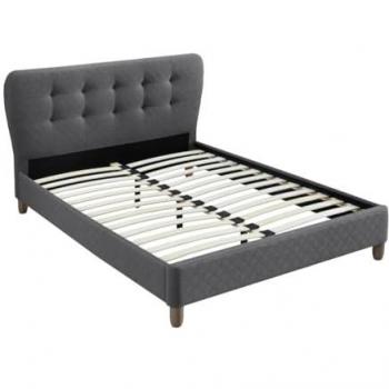 Letto matrimoniale grigio 140 x 190 cm con testiera capitonné
