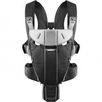 Mochila Portabebés BabyBjörn Miracle, Negro y Plata