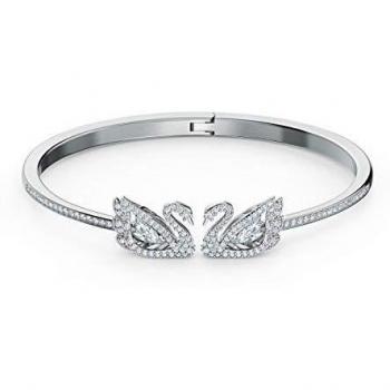 Bracciale Bianco Dancing Swan con Rifinitura Rodio
