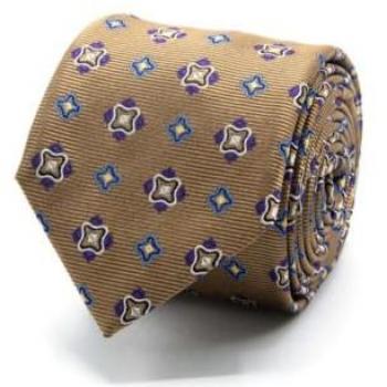 BGENTS Krawatte Seiden-Jaquard geometrisches Muster Beige, Breite 8cm