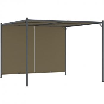 Structure pergola extérieure VidaXL 3×3 m, auvent rétractable taupe 180 g/m²