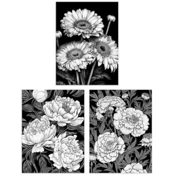 Elegant Garden Quartet – Unframed Black and White Flower Posters