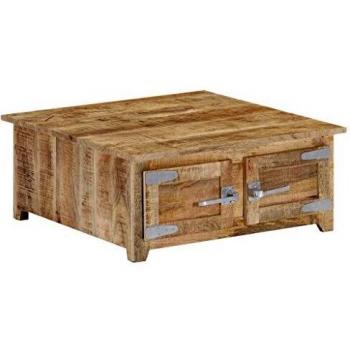 Solid Mango Wood Coffee Table – 27.6 Square, 11.8 Height (VidaXL)