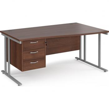 Maestro 25 Right Hand Wave Desk with 3 Drawer Pedestal