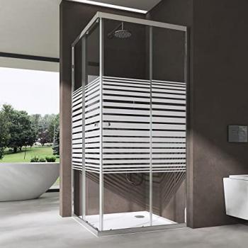 SOGOOD Doporro® Eckeinstieg-Duschkabine mit Glasstreifen – 190 cm hoch