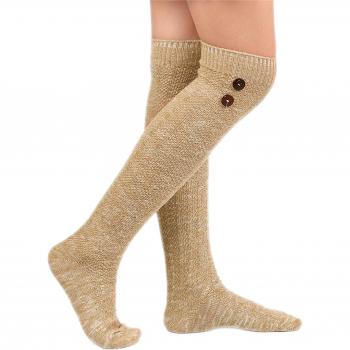 Calcetines largos de mujer, de algodón, con botones, color brillante y cómodos para la temporada navideña