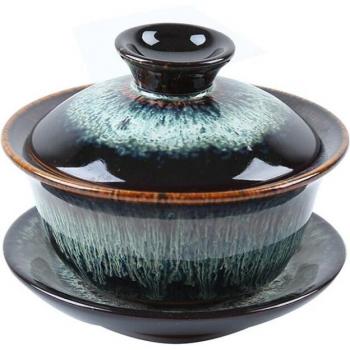 Kit de Thé Gaiwan 120 ml – Soucoupe et Couvercle Artisanaux