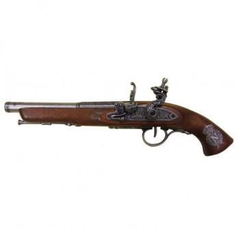 Pistola de Chispa Zurdina del Siglo XVIII – Decoración Napoleónica con Escudo