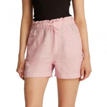 Short en lin rose/blanc Tommy Jeans