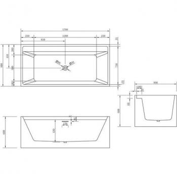 Vasca Verona Freestanding in Acrilico Bianco 170x80x60 cm