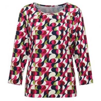 RABE Damen 3/4‑Arm Shirt „Rubin Rubine“ – Mehrfarbig bedruckt