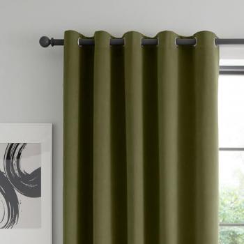 Catherine Lansfield Wilson Blackout Thermal Curtains Olive Green 117cm Width x 229cm Drop