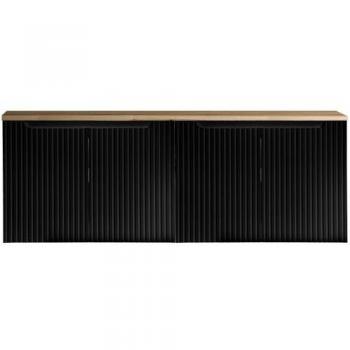 Mobile Sottolavabo Doppio NEWPORT 160x60x40 cm Nero/Effetto Rovere