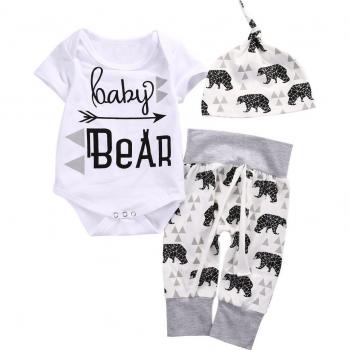 Infant Bear Romper Jumpsuit with Pants and Hat