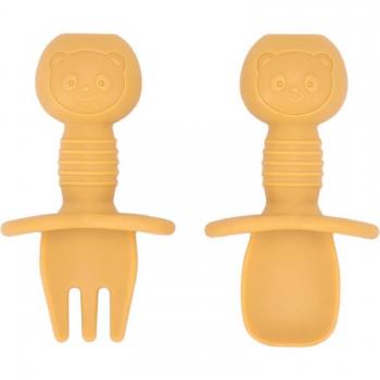 Cuillère douce et fourchette en silicone pour bébé, 2 pièces, accessoires alimentaires