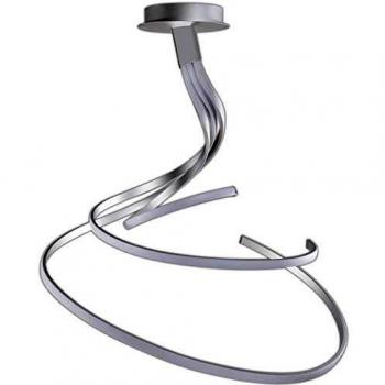 Nur Semi Flush Mount 80W LED Light, 3000K, 6200lm, Dimmable, Silver, Frosted Acrylic, Polished Chrome