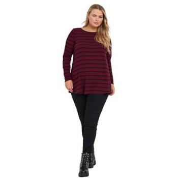 T-shirt à Manches Longues Rib Swing Rouge Yours Curve