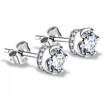 J.Vénus Damen‑Ohrstecker 925 Sterling Silber, Set mit Schutzhülle