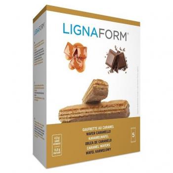 Oblea Caramelo Lignaform con Proteínas y Fibra 5 Unidades