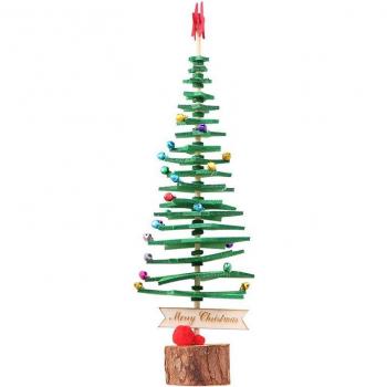 Estrellas decorativas para árbol de Navidad, tela no tejida y base de madera, mini ornamento rojo/verde