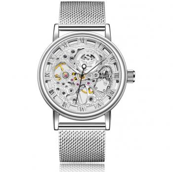 Silver Skeleton Mechanical Watch – Men’s Classic Retro Water‑Proof Automatic Wristwatch