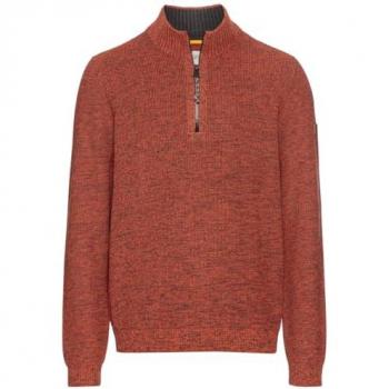 Dunkelroter Strickpullover mit Rippabschlüssen