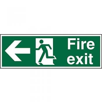 300 mm x 100 mm Fire Exit Sign – Left Arrow & Person Running