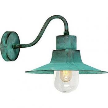 Netlighting Sheldon 1 Light Outdoor Fisherman Dome Wall Light with Verdigris Finish, IP44, E27