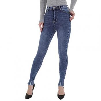 Ital-Design Damen Jeans Stretch High Waist Blau