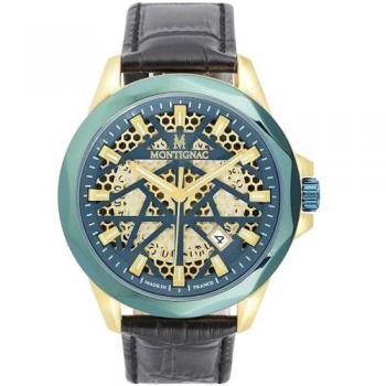 Montre Montignac Ronde Verte MOW806 Dorée Taille Unique