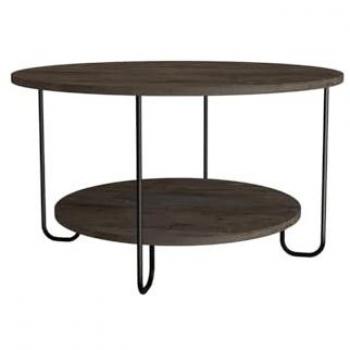 FWStyle Scratch‑Proof 2‑Tier Coffee Table – Black Metal Frame