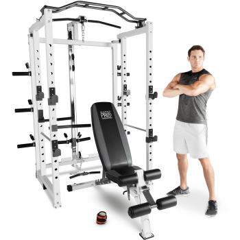 MARCY PRO SM-4231 Folding Power Cage Home Gym with Weight Bench