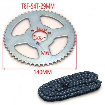 Cadena 47cc / 49cc T8F para Moto Mini con 136 eslabones, 38/54/74 dientes