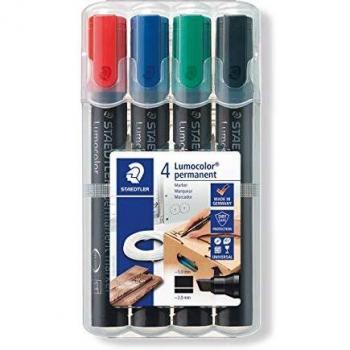 STAEDTLER Permanentmarker Lumocolor 350 WP4, sortiert, 4 Stück