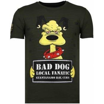 Local Fanatic Bad Dog T-shirt voor Mannen met Strass