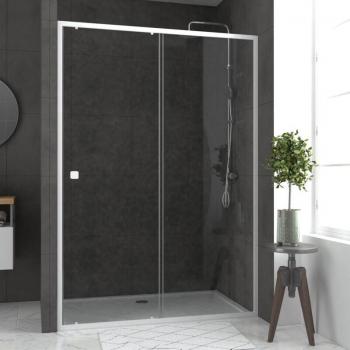 Pack Douche Coulissante Aurlane – Blanc 140x190 cm / Receveur 90x140 cm