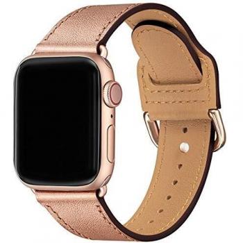 SUNFWR Thin Leather Replacement Band for Apple Watch Series 6/5/4/3/2/1