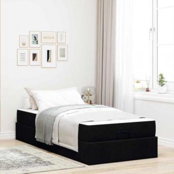 Lit avec Matelas Noir 80 x 200 cm en Tissu
