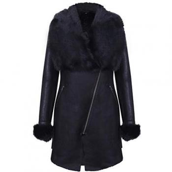 Toscana Collar Merino Shearling Coat for Women – Black, Size 20 (UK)