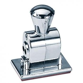 Wedo Datumstempel Bezahlt/Durch mit Textplatte, verchromtes Metallgehäuse, Abdruckgröße 3 x 5 cm
