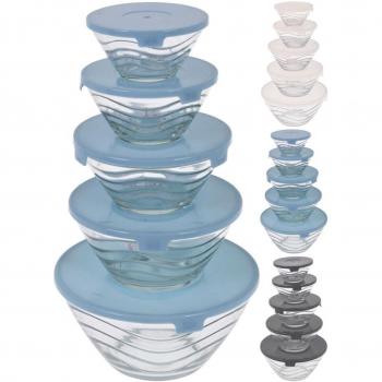 Set di 5 fiambrerie in vetro di varie dimensioni