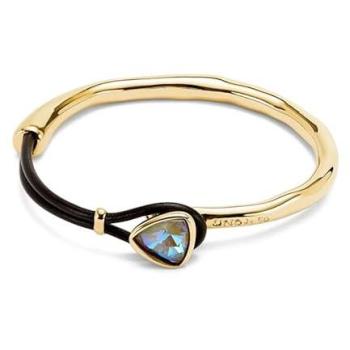 Unisex 18k Gold Alloy Leather & Crystal Bracelet