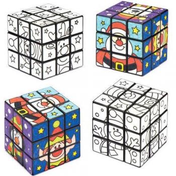 Festliche Ausmal-Puzzle-Würfel Freunde (2er Set)