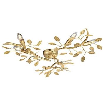 Gold Leaf Flush Ceiling Lighting – 6‑Bulb Minimalist Fit