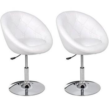 Chaise de Style Club, Similicuir Blanc avec Piètement en Chrome poli (vidaXL)