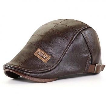 XEONGKVI PU Leather Mid‑Age Snapback Hat